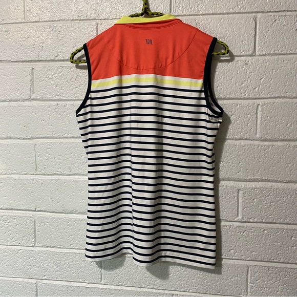 TAIL High End Golf Clothing Women's Striped Snap Up Collared Top Small Colorful - Picture 2 of 10